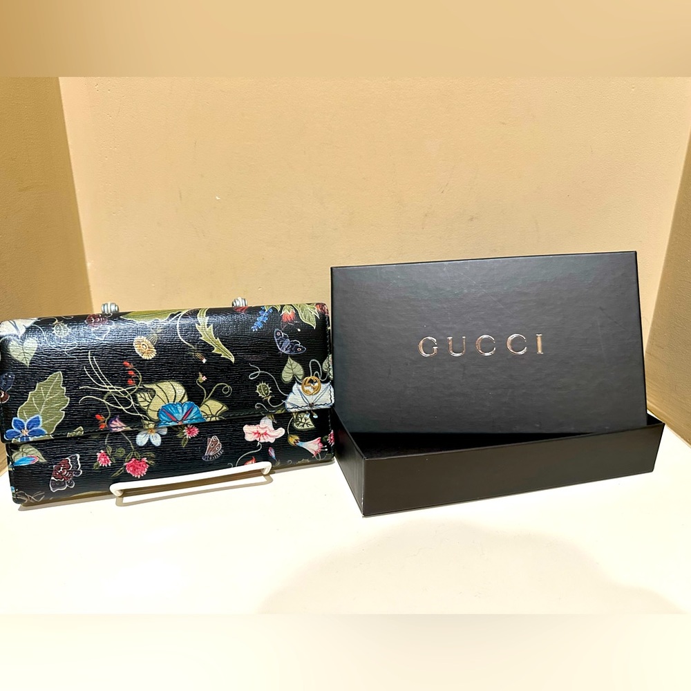 Gucci Flora Knight Print Leather Continental Wallet